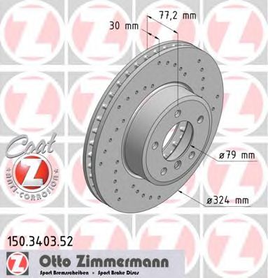 Купить ZIMMERMANN 150.3403.52 Диск торм.перед.вент.перфорир. [324x30] SPORT Z