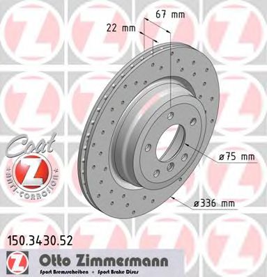 Купить ZIMMERMANN 150.3430.52 Торм. диск зад. вент. [336x22] 5 отв Sport