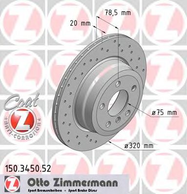 Купить ZIMMERMANN 150.3450.52 Диск торм.задн.вентил.перфорир. [320x20] SPORT COAT Z