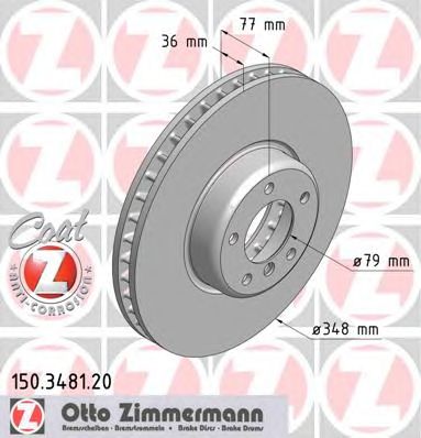 Купить OTTO ZIMMERMANN 150348120 ДИСК ТОРМОЗНОЙ ПЕРЕД E 60 / 550 *