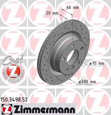 Купить ZIMMERMANN 150.3498.52 Диск торм.задн.вент.перфорир.[300x20] SPORT COAT Z