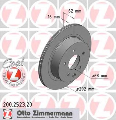 Купить ZIMMERMANN 200.2523.20 Торм.диск зад.вент.[292x16]