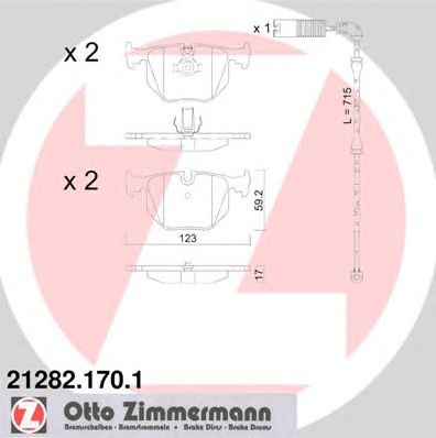 Купить ZIMMERMANN 21282.170.1 Колодки торм.задн. с датчиком износа