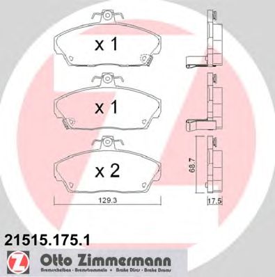 Купить ZIMMERMANN 21515.175.1 Колодки торм.перед. со звук.датчиком износа