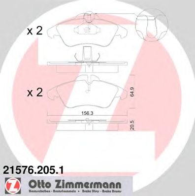 Купить ZIMMERMANN 21576.205.1 Колодки торм.перед.