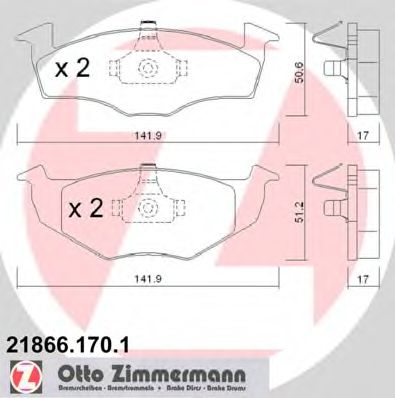 Купить ZIMMERMANN 21866.170.1 Колодки торм.перед.