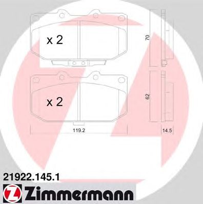 Купить ZIMMERMANN 21922.145.1 Колодки торм.перед. со звук.датчиком износа