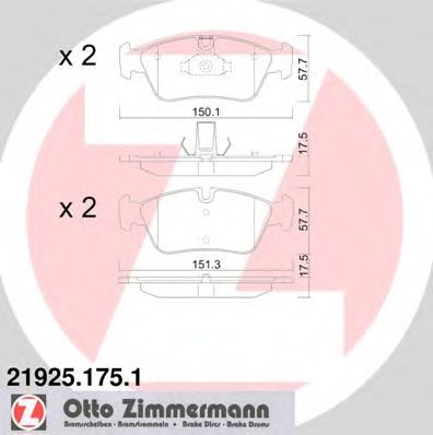 Купить ZIMMERMANN 21925.175.1 Колодки торм.перед.