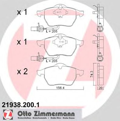 Купить ZIMMERMANN 21938.200.1 Колодки торм.перед. с датчиком износа