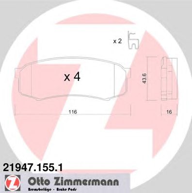 Купить ZIMMERMANN 21947.155.1 Колодки торм.задн. со звук.датчиком износа
