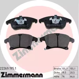Купить ZIMMERMANN 22269.195.1 Колодки торм.перед. со звук.датчиком износа