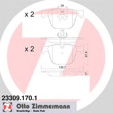 Купить ZIMMERMANN 23309.170.1 Колодки торм.задн.