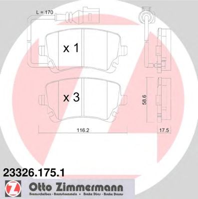 Купить OTTO ZIMMERMANN 233261751 Колодки тормозные (c датчиком)