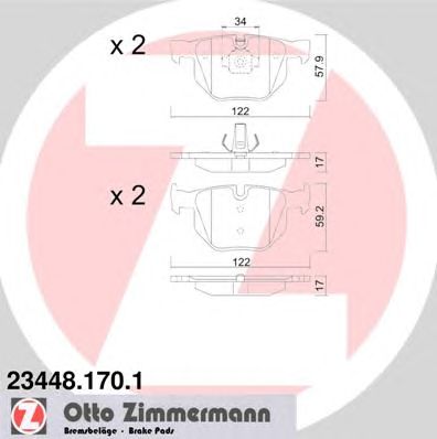 Купить ZIMMERMANN 23448.170.1 Колодки торм.задн.