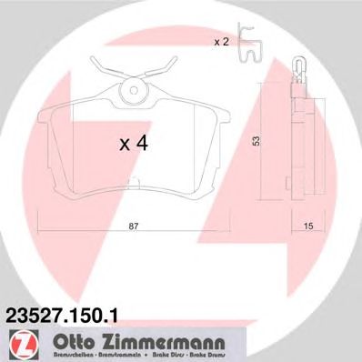 Купить ZIMMERMANN 23527.150.1 Колодки торм.задн. со звук.датчиком износа