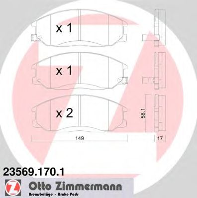 Купить ZIMMERMANN 23569.170.1 Колодки торм.перед. со звук.датчиком износа