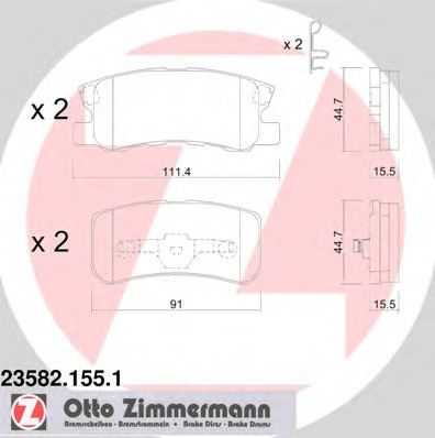 Купить ZIMMERMANN 23582.155.1 Колодки торм.задн. со звук.датчиком износа