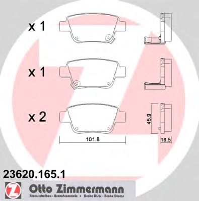 Купить ZIMMERMANN 23620.165.1 Колодки торм.задн. со звук.датчиком износа