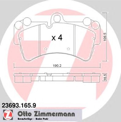 Купить ZIMMERMANN 23693.165.9 Колодки торм.перед.