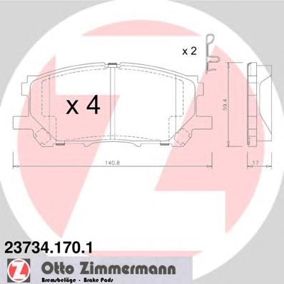 Купить ZIMMERMANN 23734.170.1 Колодки торм.перед. со звук.датчиком износа