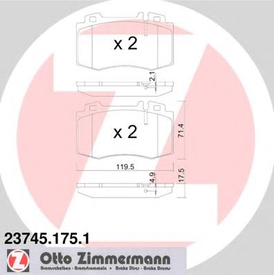 Купить ZIMMERMANN 23745.175.1 Колодки торм.перед.