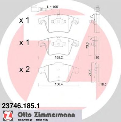 Купить ZIMMERMANN 23746.185.1 Колодки торм.перед.