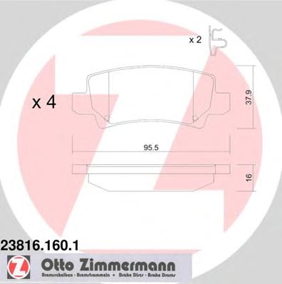 Купить ZIMMERMANN 23816.160.1 Колодки торм.задн. со звук.датчиком износа