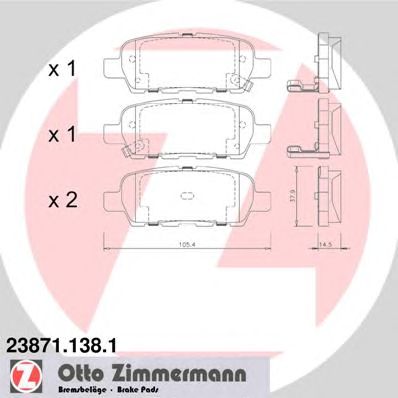 Купить ZIMMERMANN 23871.138.1 Колодки торм.задн. со звук.датчиком износа