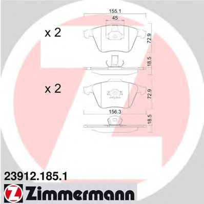 Купить ZIMMERMANN 23912.185.1 Колодки торм.перед.