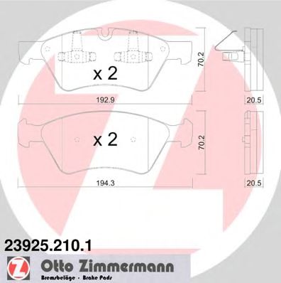 Купить ZIMMERMANN 23925.210.1 Колодки торм.перед.