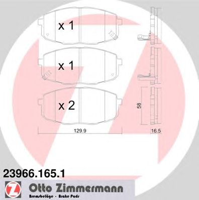 Купить ZIMMERMANN 23966.165.1 Колодки торм.перед. со звук.датчиком износа