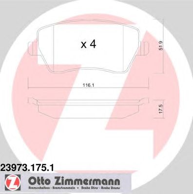 Купить ZIMMERMANN 23973.175.1 Колодки торм.перед.