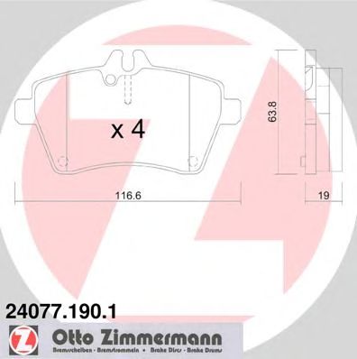 Купить ZIMMERMANN 24077.190.1 Колодки торм.перед.