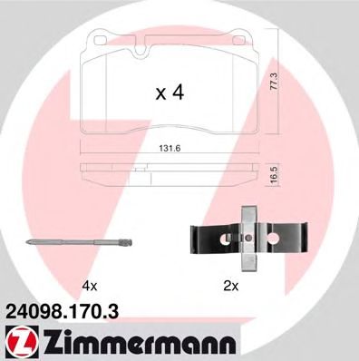Купить ZIMMERMANN 24098.170.3 Колодки торм.пер. [с рем.к-м креплений]