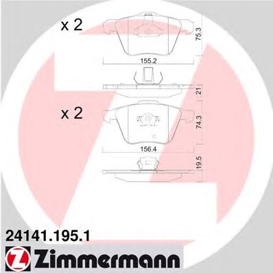 Купить ZIMMERMANN 24141.195.1 Колодки торм.перед.