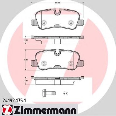 Купить ZIMMERMANN 24192.175.1 Колодки торм.задн.