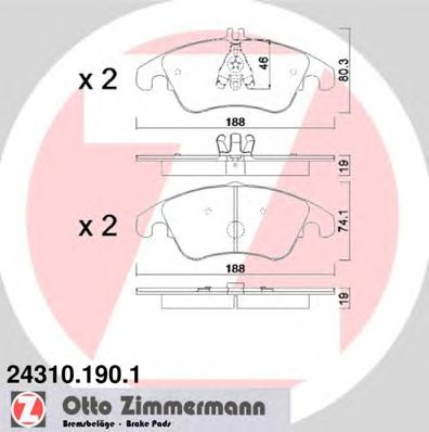 Купить ZIMMERMANN 24310.190.1 Колодки торм.перед.