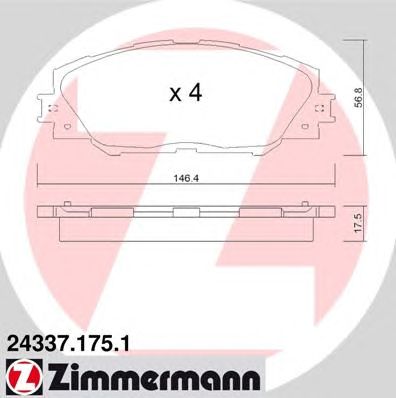 Купить ZIMMERMANN 24337.175.1 Колодки торм.перед.