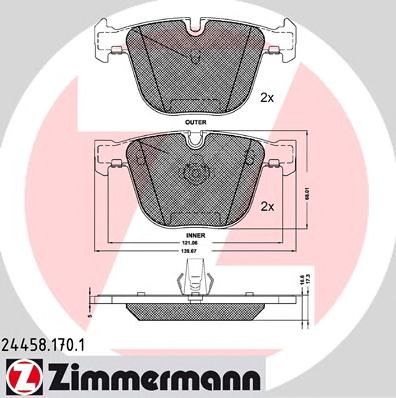 Купить ZIMMERMANN 24458.170.1 Колодки торм.задн.