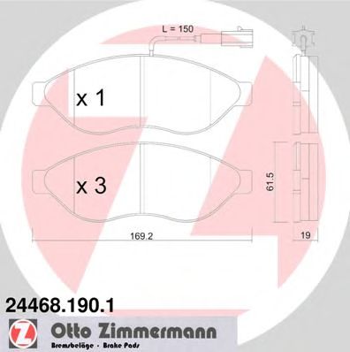 Купить ZIMMERMANN 24468.190.1 Колодки торм.перед. с датчиком износа