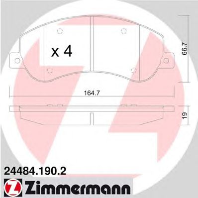 Купить ZIMMERMANN 24484.190.2 КОЛОДКИ ДИСК ПЕР VW AMAROK 10-