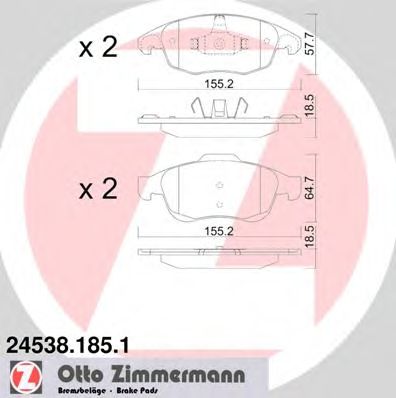 Купить ZIMMERMANN 24538.185.1 Колодки торм.перед.