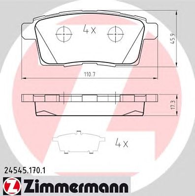 Купить ZIMMERMANN 24545.170.1 Колодки торм.задн.