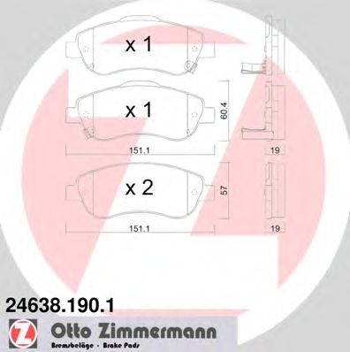 Купить ZIMMERMANN 24638.190.1 Колодки торм.пер.