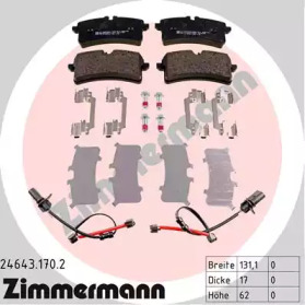 Купить ZIMMERMANN 24643.170.2 Колодки торм.задн. [вкл. дат.износа и рем.к-т] [PR-Nr.: 2EK]