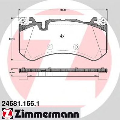 Купить ZIMMERMANN 24681.166.1 Колодки торм.перед.