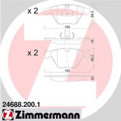 Купить ZIMMERMANN 24688.200.1 Колодки торм.перед.