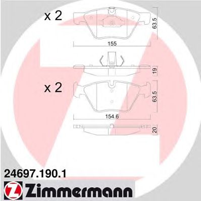 Купить ZIMMERMANN 24697.190.1 Колодки торм.перед.
