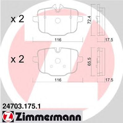 Купить ZIMMERMANN 24703.175.1 Колодки торм.задн.