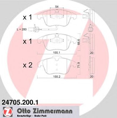 Купить ZIMMERMANN 24705.200.1 Колодки торм.перед. с датчиком износа